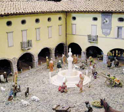 Piazza Vittorio Veneto di Gandino nella miniatura di Cerete...