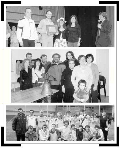 Da sopra: le premiazioni del concorso canoro «Gandinfestival», vinto dalla quattordicenne Sara Donini, di Cazzano Sant’Andrea, con il brano degli Abba «Mamma mia»; i volontari del Gruppo missionario con il volontario dell’Operazione Mato Grosso Silvio Tonelli e la campana che partirà per il Perù; i protagonisti della sfida calcistica fra genitori e adolescenti, che si è conclusa 8 a 6 per i papà