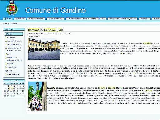 La home page del sito del Comune