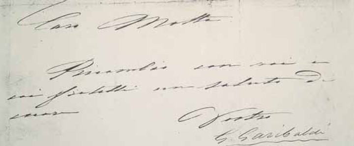 Una delle lettere autografe indirizzate da Garibaldi agli industriali della Val Gandino, in questo caso ai Motta