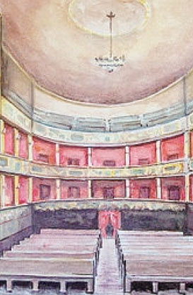 Il teatro di Gandino dipinto dall’artista Bepi Rottigni