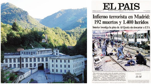 Gli antichi opifici del fondovalle e la prima pagina del Pais nel 2004