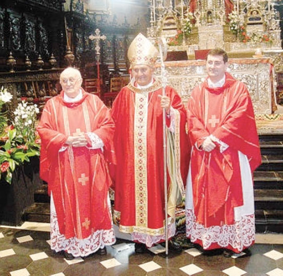 Don Emilio Majer, monsignor Angelo Gelmi e monsignor Paolo Rudelli