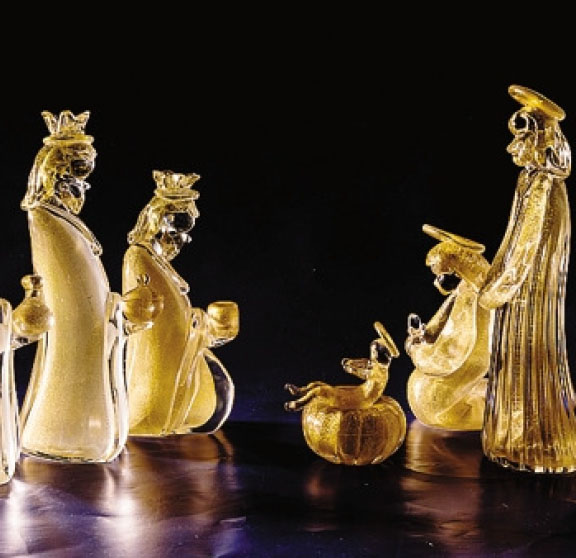 Archimede Seguso, presepe in vetro di Murano e oro zecchino. Un capolavoro conservato presso il Museo dei Presepi di Gandino