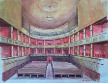 Il Teatro Sociale in un disegno di Bepi Rottigni