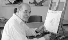 Ezio Seminati al cavalletto.