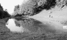 Il laghetto Corrado, a monte degli opifici di Gandino