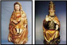 Due sculturee lignee del Museo della basilica dopo i restauri