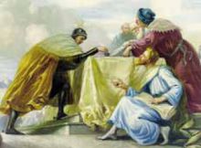 La tela dipinta da Pietro Servalli nel Salone della Valle