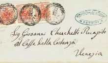 Una busta partita da Gandino per Venezia nel 1857