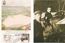 La cartina del campo di volo a Torino dove Nosari precipitò nel 1913 e L’aviatore di Gandino nelle prime prove di volo