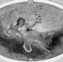 Fanciulla che gioca con farfalle, affresco, 1891 - Casa Caprotti, Bergamo