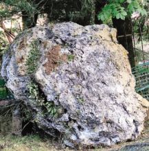 Il masso finito mercoledì contro la recinzione di una casa a Barzizza